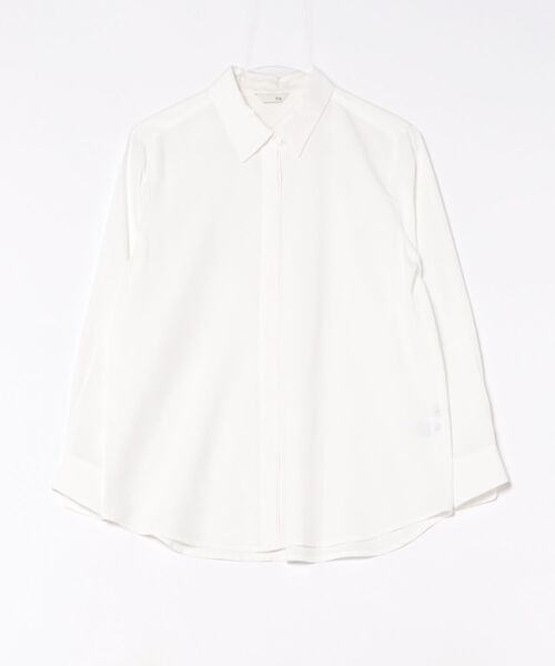 m.f.editorial（エムエフエディトリアル）の「【ウォッシャブル】レーヨン混 レギュラーカラー 比翼長袖ブラウス（シャツ/ブラウス・レディース・ダークウッド/ネイビー/ホワイト/サックスブルー・LARGE/S/X-LARGE/MEDIUM）」の15枚目の写真