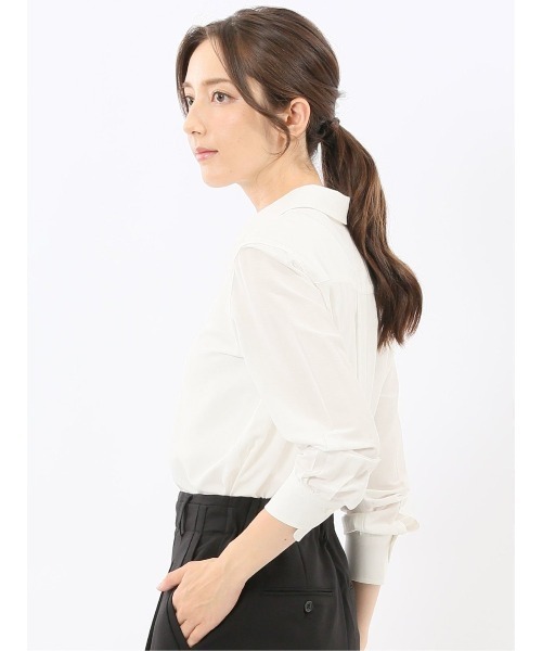 m.f.editorial（エムエフエディトリアル）の「【ウォッシャブル】レーヨン混 レギュラーカラー 比翼長袖ブラウス（シャツ/ブラウス・レディース・ダークウッド/ネイビー/ホワイト/サックスブルー・LARGE/S/X-LARGE/MEDIUM）」の16枚目の写真