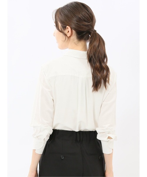 m.f.editorial（エムエフエディトリアル）の「【ウォッシャブル】レーヨン混 レギュラーカラー 比翼長袖ブラウス（シャツ/ブラウス・レディース・ダークウッド/ネイビー/ホワイト/サックスブルー・LARGE/S/X-LARGE/MEDIUM）」の17枚目の写真