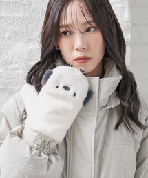 【ハニぽか・抗菌防臭・吸湿発熱】フード付アニマル手袋