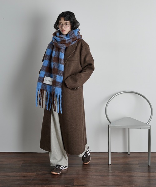 THE YOn（ザヨン）の「ギンガムチェックフリンジマフラー（マフラー・レディース・ブルー/ブラック/ピンク・FREE）」の13枚目の写真