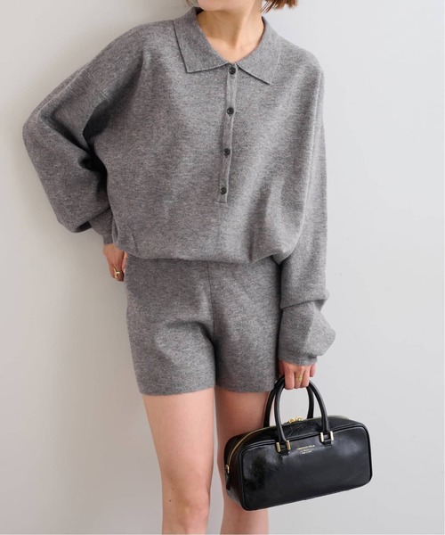 U by SPICK&SPAN（ユーバイスピックアンドスパン）の「《追加》えり付きニットロンパース（ワンピース・レディース・モカ/ライトグレー・FREE）」の4枚目の写真