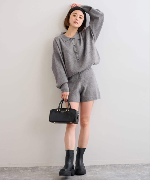 U by SPICK&SPAN（ユーバイスピックアンドスパン）の「《追加》えり付きニットロンパース（ワンピース・レディース・モカ/ライトグレー・FREE）」の9枚目の写真