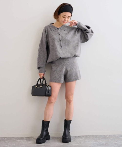 U by SPICK&SPAN（ユーバイスピックアンドスパン）の「《追加》えり付きニットロンパース（ワンピース・レディース・モカ/ライトグレー・FREE）」の10枚目の写真