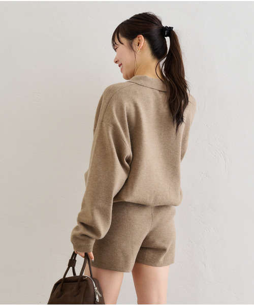 U by SPICK&SPAN（ユーバイスピックアンドスパン）の「《追加》えり付きニットロンパース（ワンピース・レディース・モカ/ライトグレー・FREE）」の16枚目の写真