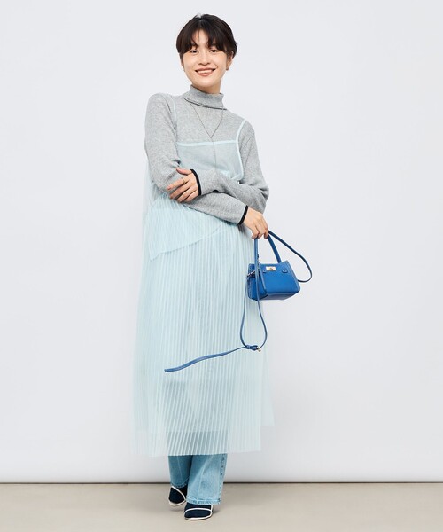 Rie Miller（リエミラー）の「ウォッシャブルチュールキャミワンピース（ワンピース・レディース・サックスブルー/ブラック/ブラウン・38）」の4枚目の写真