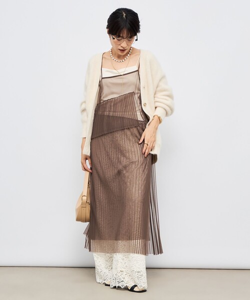 Rie Miller（リエミラー）の「ウォッシャブルチュールキャミワンピース（ワンピース・レディース・サックスブルー/ブラック/ブラウン・38）」の10枚目の写真