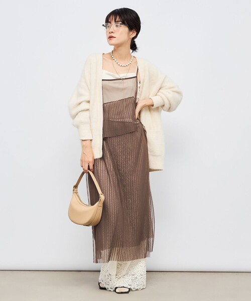 Rie Miller（リエミラー）の「ウォッシャブルチュールキャミワンピース（ワンピース・レディース・サックスブルー/ブラック/ブラウン・38）」の11枚目の写真