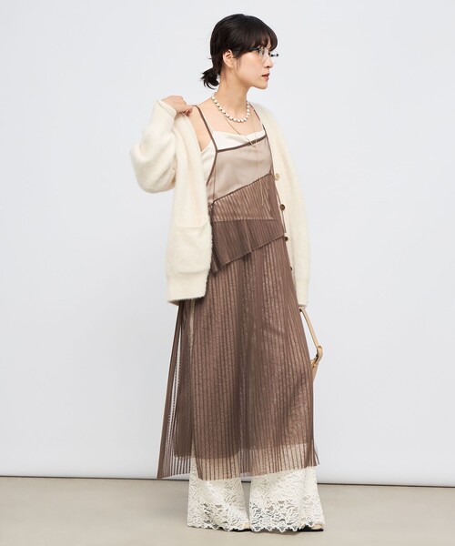 Rie Miller（リエミラー）の「ウォッシャブルチュールキャミワンピース（ワンピース・レディース・サックスブルー/ブラック/ブラウン・38）」の13枚目の写真