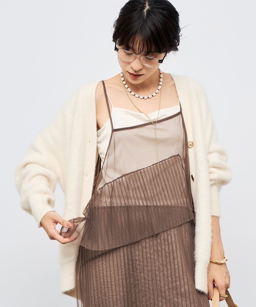 Rie Miller（リエミラー）の「ウォッシャブルチュールキャミワンピース（ワンピース・レディース・サックスブルー/ブラック/ブラウン・38）」の14枚目の写真