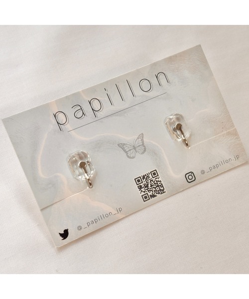 tone（トーン）の「【papillon】クリアイヤリング(MA)（イヤリング・レディース・クリア・FREE）」の2枚目の写真