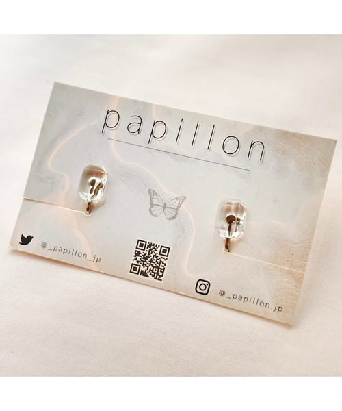 tone（トーン）の「【papillon】クリアイヤリング(MA)（イヤリング・レディース・クリア・FREE）」の3枚目の写真