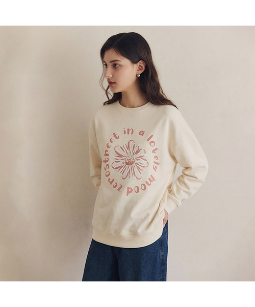 ZEROSTREET（ゼロストリート）の「[7カラー] フラワードーナツスウェット（スウェット・レディース・オートミール/ネイビー/Beige/ブラック/アイボリー/ブルー/ホワイト/ライトブルー/Cream・FREE）」の9枚目の写真