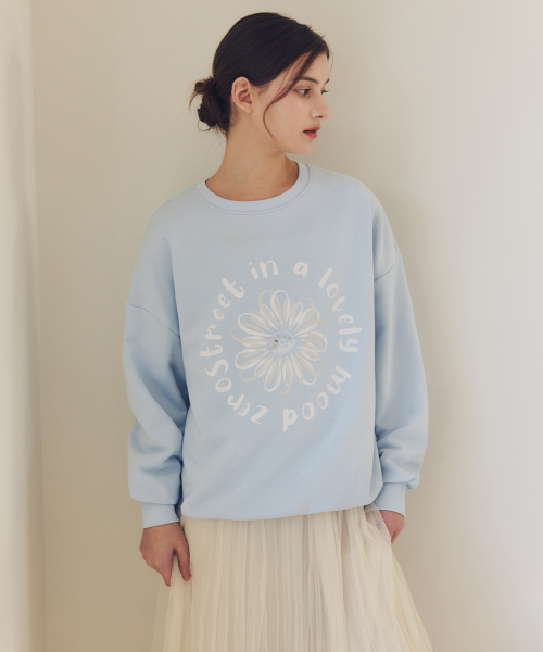ZEROSTREET（ゼロストリート）の「[7カラー] フラワードーナツスウェット（スウェット・レディース・オートミール/ネイビー/Beige/ブラック/アイボリー/ブルー/ホワイト/ライトブルー/Cream・FREE）」の10枚目の写真