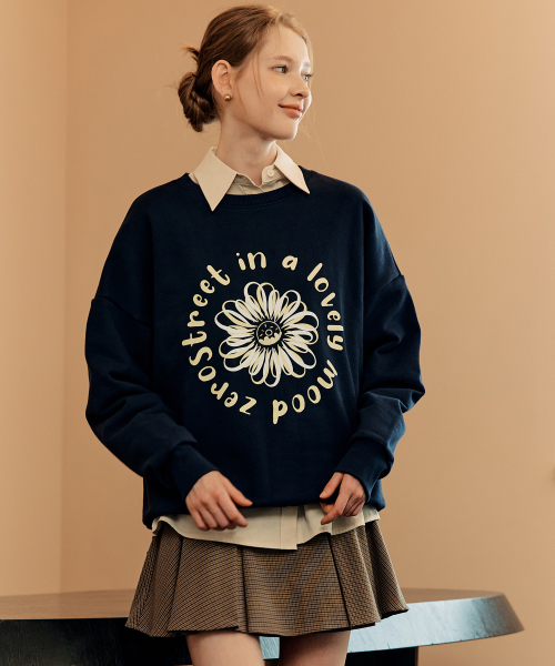 ZEROSTREET（ゼロストリート）の「[7カラー] フラワードーナツスウェット（スウェット・レディース・オートミール/ネイビー/Beige/ブラック/アイボリー/ブルー/ホワイト/ライトブルー/Cream・FREE）」の14枚目の写真
