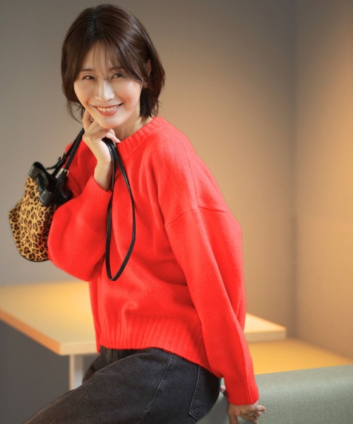 Ehre style(エーレスタイル)の「こなれて見える 着回し上手ニット(ニット/セーター・レディース・チャコールグレー/レッド/ブルーグリーン・FREE)」の4枚目の写真
