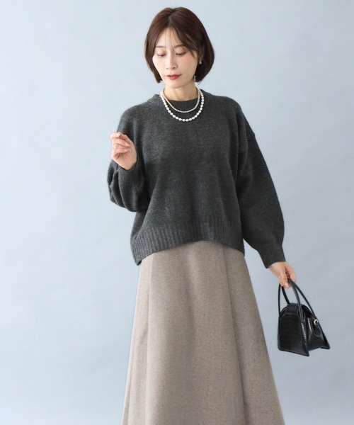 Ehre style(エーレスタイル)の「こなれて見える 着回し上手ニット(ニット/セーター・レディース・チャコールグレー/レッド/ブルーグリーン・FREE)」の6枚目の写真
