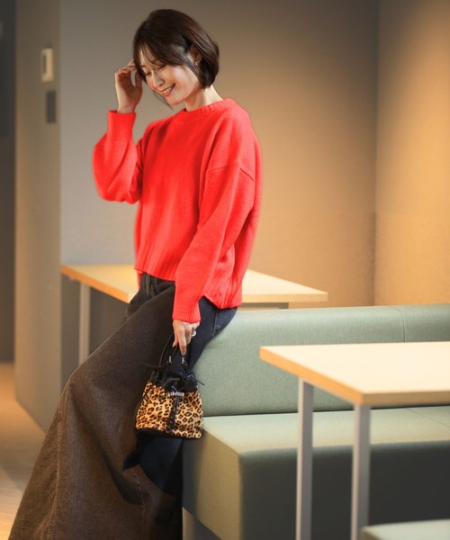 Ehre style(エーレスタイル)の「こなれて見える 着回し上手ニット(ニット/セーター・レディース・チャコールグレー/レッド/ブルーグリーン・FREE)」の13枚目の写真