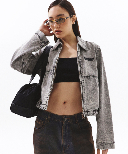 PRENDA(プレンダ)の「DENIM BLOUSON ZIP-UP JACKET BLACK INDIGO(デニムジャケット・レディース・その他・FREE)」の1枚目の写真