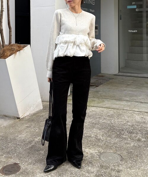 CAPRICIEUX LE'MAGE(カプリシューレマージュ)の「バルーンティアードプルオーバー(ニット/セーター・レディース・グレー/オフホワイト/ブラック・FREE)」の16枚目の写真