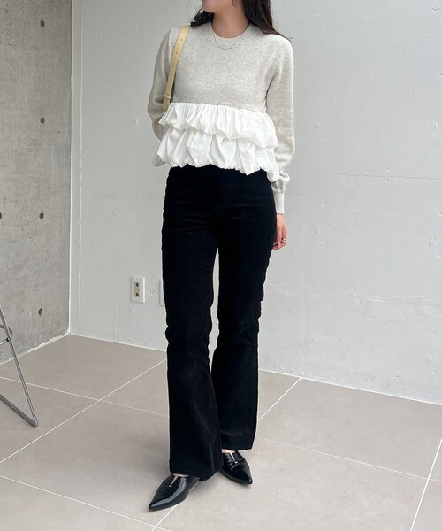 CAPRICIEUX LE'MAGE(カプリシューレマージュ)の「バルーンティアードプルオーバー(ニット/セーター・レディース・グレー/オフホワイト/ブラック・FREE)」の9枚目の写真