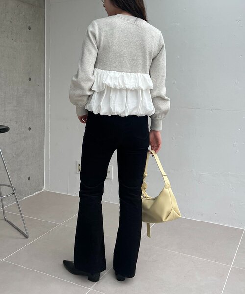 CAPRICIEUX LE'MAGE(カプリシューレマージュ)の「バルーンティアードプルオーバー(ニット/セーター・レディース・グレー/オフホワイト/ブラック・FREE)」の8枚目の写真