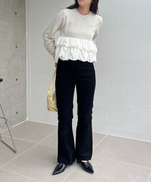 CAPRICIEUX LE'MAGE(カプリシューレマージュ)の「バルーンティアードプルオーバー(ニット/セーター・レディース・グレー/オフホワイト/ブラック・FREE)」の5枚目の写真