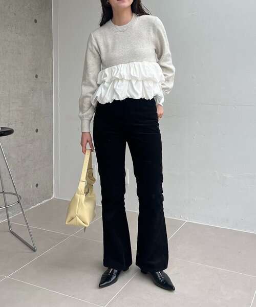 CAPRICIEUX LE'MAGE(カプリシューレマージュ)の「バルーンティアードプルオーバー(ニット/セーター・レディース・グレー/オフホワイト/ブラック・FREE)」の4枚目の写真