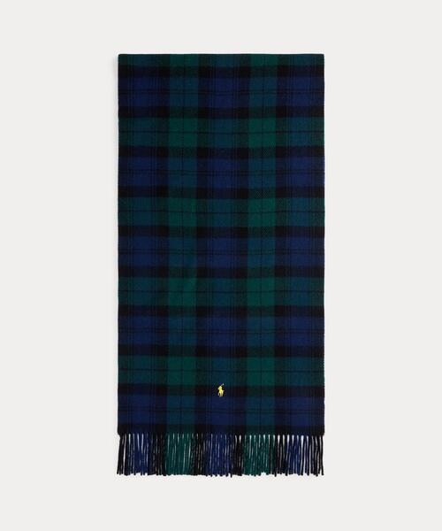 チェック フリンジトリム ウール マフラー（マフラー）｜POLO RALPH