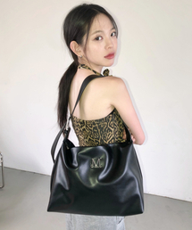 MUCENT(Zg)Velour Metal Logo Belt Crossbody Bag Unisex(bZW[obO)