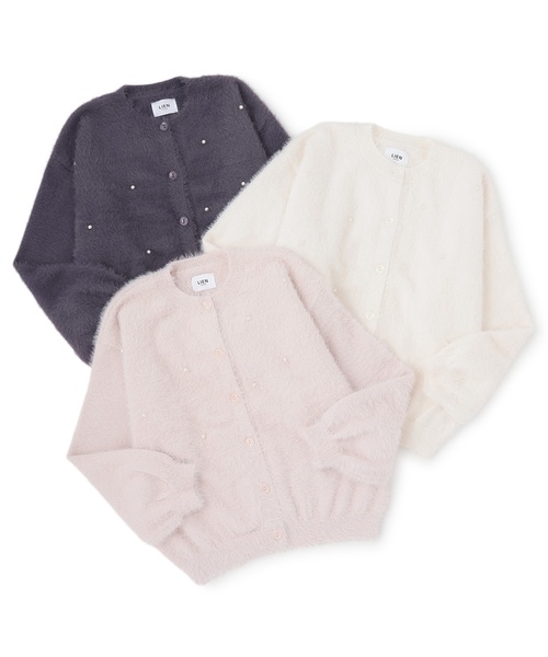 petit main LIEN（プティマインリアン）の「【親子リンク】シャギーニットカーディガン（カーディガン/ボレロ・レディース・チャコール/アイボリー/ライトピンク・F）」の12枚目の写真