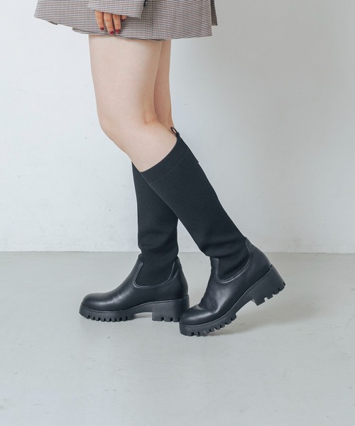 EVOL(イーボル)の「【S-LLサイズ展開・軽量】ニットロングブーツ(ブーツ・レディース・ブラック・M/L/S)」の4枚目の写真