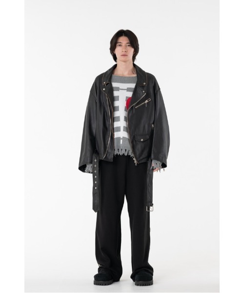 DISCOVERED(ディスカバード)の「LEATHER W RIDERS BLOUSON(ライダースジャケット・メンズ・ブラック・LARGE/SMALL)」の6枚目の写真