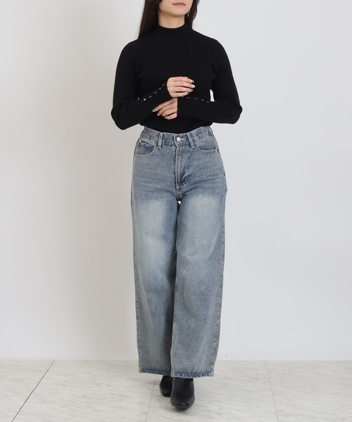 TRUDEA（トルディア）の「袖ボタンリブニット（ニット/セーター・レディース・アイボリー/ブラック/ワイン・MEDIUM）」の22枚目の写真
