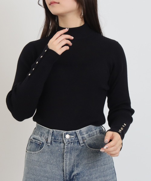 TRUDEA（トルディア）の「袖ボタンリブニット（ニット/セーター・レディース・アイボリー/ブラック/ワイン・MEDIUM）」の18枚目の写真