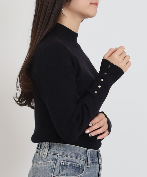 TRUDEA（トルディア）の「袖ボタンリブニット（ニット/セーター・レディース・アイボリー/ブラック/ワイン・MEDIUM）」の21枚目の写真