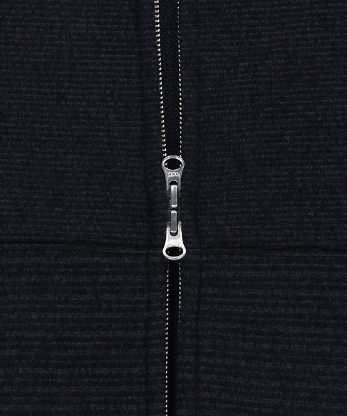 SLOWACID（スローアシッド）の「【UNISEX】SLOW ACID／ボーダーミックスフードジップアップ（パーカー・レディース・ネイビー/ブラウン・SMALL/MEDIUM）」の9枚目の写真