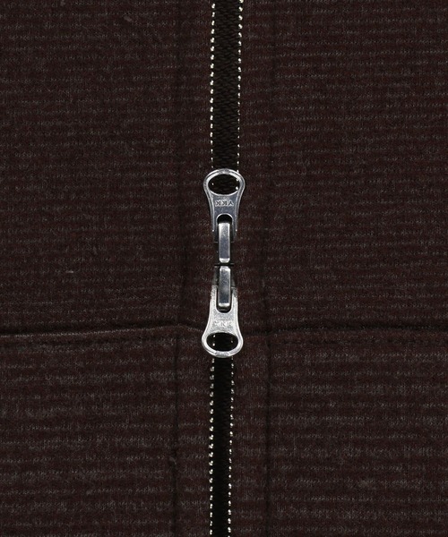 SLOWACID（スローアシッド）の「【UNISEX】SLOW ACID／ボーダーミックスフードジップアップ（パーカー・レディース・ネイビー/ブラウン・SMALL/MEDIUM）」の11枚目の写真