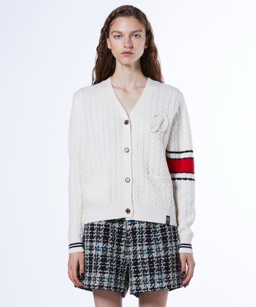 DOUBLE STANDARD CLOTHING（ダブルスタンダードクロージング）の「Dロゴ メリノウールニットカーディガン（カーディガン/ボレロ・レディース・オフホワイト・FREE）」の3枚目の写真