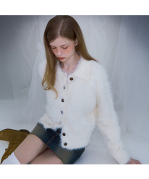 Fur Collar Button Cardigan [Ivory]