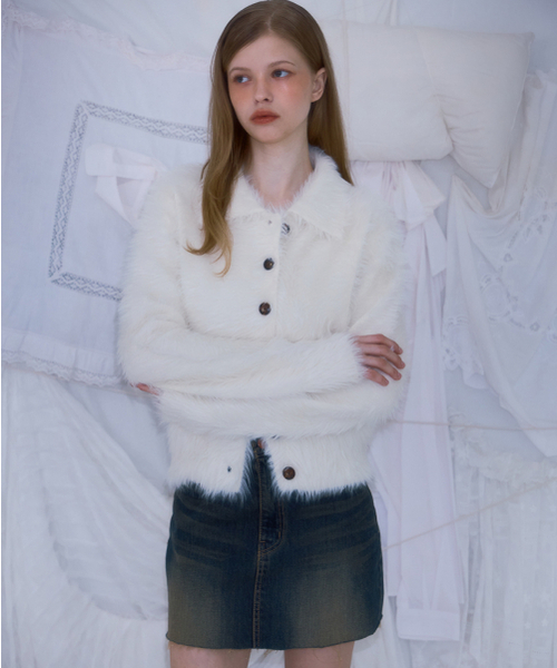 ROSEFRANTZ（ロゼフランツ）の「Fur Collar Button Cardigan [Ivory]（カーディガン/ボレロ・レディース・アイボリー・FREE）」の4枚目の写真