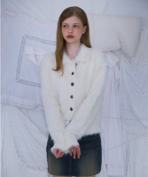 ROSEFRANTZ（ロゼフランツ）の「Fur Collar Button Cardigan [Ivory]（カーディガン/ボレロ・レディース・アイボリー・FREE）」の5枚目の写真