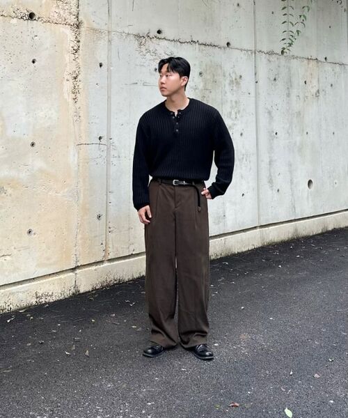 ALYSS（アリス）の「ストライプコットンクロップヘンリーネックニット[ブラック]（ニット/セーター・メンズ・その他・MEDIUM/LARGE）」の3枚目の写真