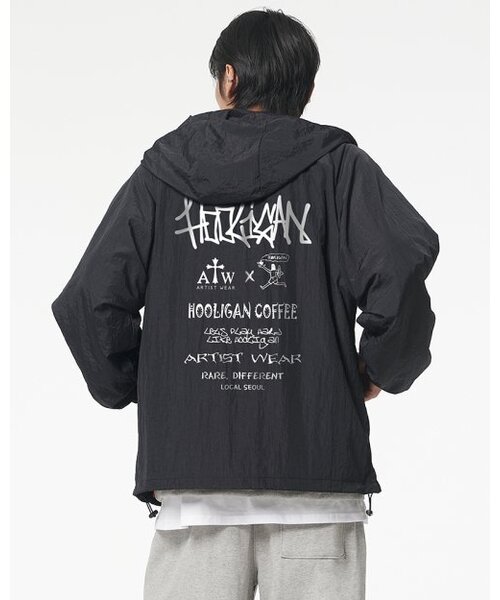ARTISTWEAR（アーティストウェア）の「[ATW x HOOLIGAN] ローカルソウル フードパーカー（ナイロンジャケット・レディース・ブラック・2XL/LARGE/MEDIUM/X-LARGE）」の6枚目の写真