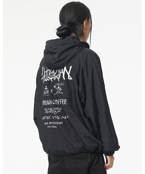 ARTISTWEAR（アーティストウェア）の「[ATW x HOOLIGAN] ローカルソウル フードパーカー（ナイロンジャケット・レディース・ブラック・2XL/LARGE/MEDIUM/X-LARGE）」の8枚目の写真