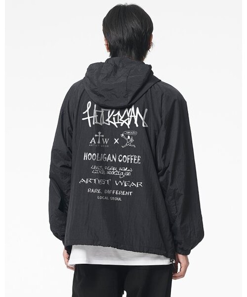 ARTISTWEAR（アーティストウェア）の「[ATW x HOOLIGAN] ローカルソウル フードパーカー（ナイロンジャケット・レディース・ブラック・2XL/LARGE/MEDIUM/X-LARGE）」の10枚目の写真