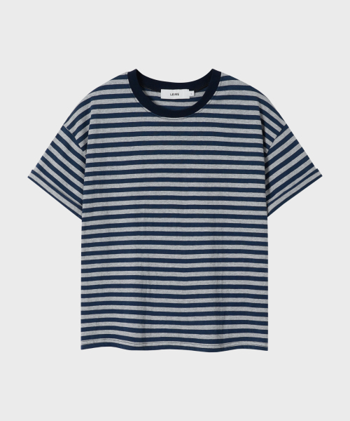 LEIRE（ルアール）の「エッセンシャルストライプクロップTシャツ[ネイビーST]（Tシャツ/カットソー・メンズ・その他・XX-LARGE/MEDIUM/X-LARGE/LARGE）」の4枚目の写真