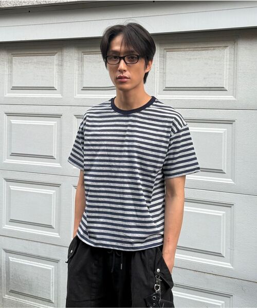 LEIRE（ルアール）の「エッセンシャルストライプクロップTシャツ[ネイビーST]（Tシャツ/カットソー・メンズ・その他・XX-LARGE/MEDIUM/X-LARGE/LARGE）」の7枚目の写真