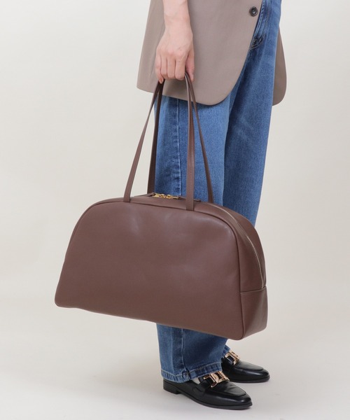 LA MARGE（ラマージ）の「【LA MARGE】【本革 / A4対応】レザー ラウンド ボストンバッグ (L)（ボストンバッグ・レディース・グレイッシュベージュ/ブラック/ダークブラウン・FREE）」の9枚目の写真