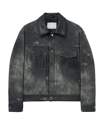 UNGIMMICK（アンジミック）の「DISTRESSED PRINT METIS SUEDE JACKET (GRAY / LAMBSKIN)（ライダースジャケット）」